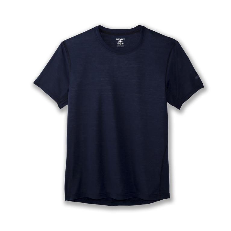 Brooks Distance - Mens Short Sleeve Running Shirt - Navy (73904JEKP)